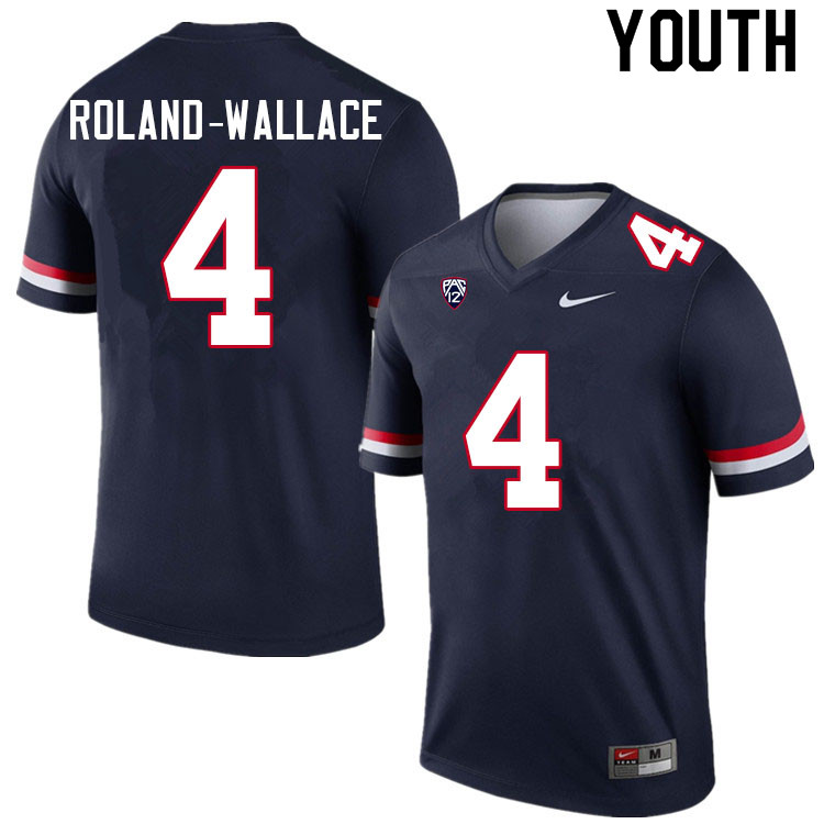 Youth #4 Christian Roland-Wallace Arizona Wildcats College Football Jerseys Sale-Navy - Click Image to Close